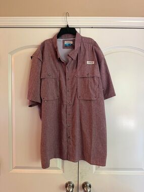 Magellan Outdoors Men’s Short Sleeve Button-Up Shirt - Maroon Heather